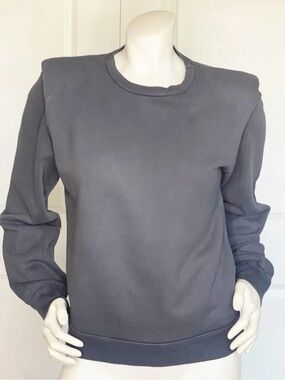 Mother Gray Cotton Shoulder Pads Crewneck